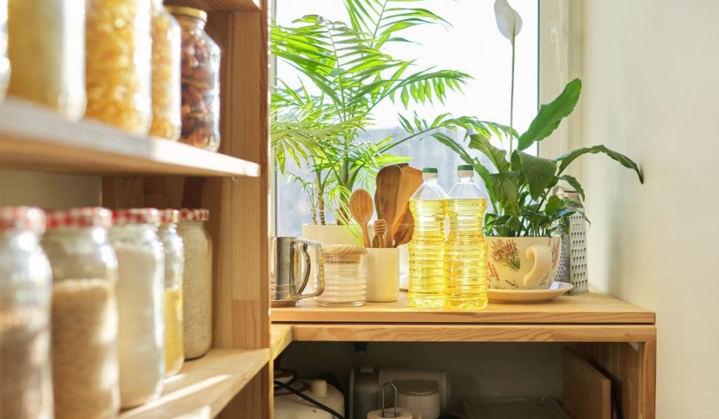 old bookshelf turned into a pantry