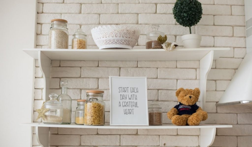 two wooden hanging shelves