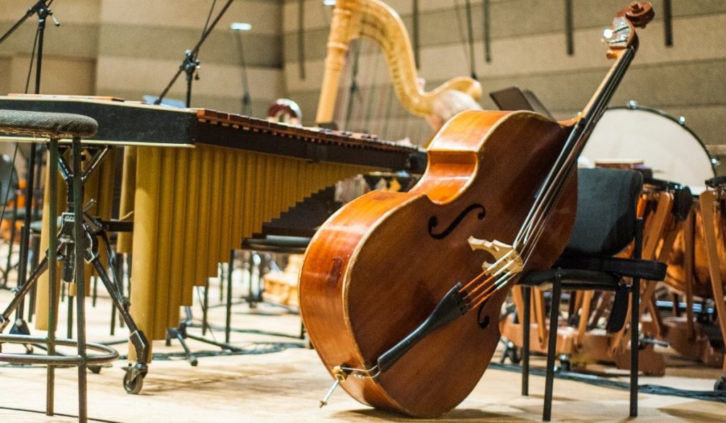 musical instruments in a studio